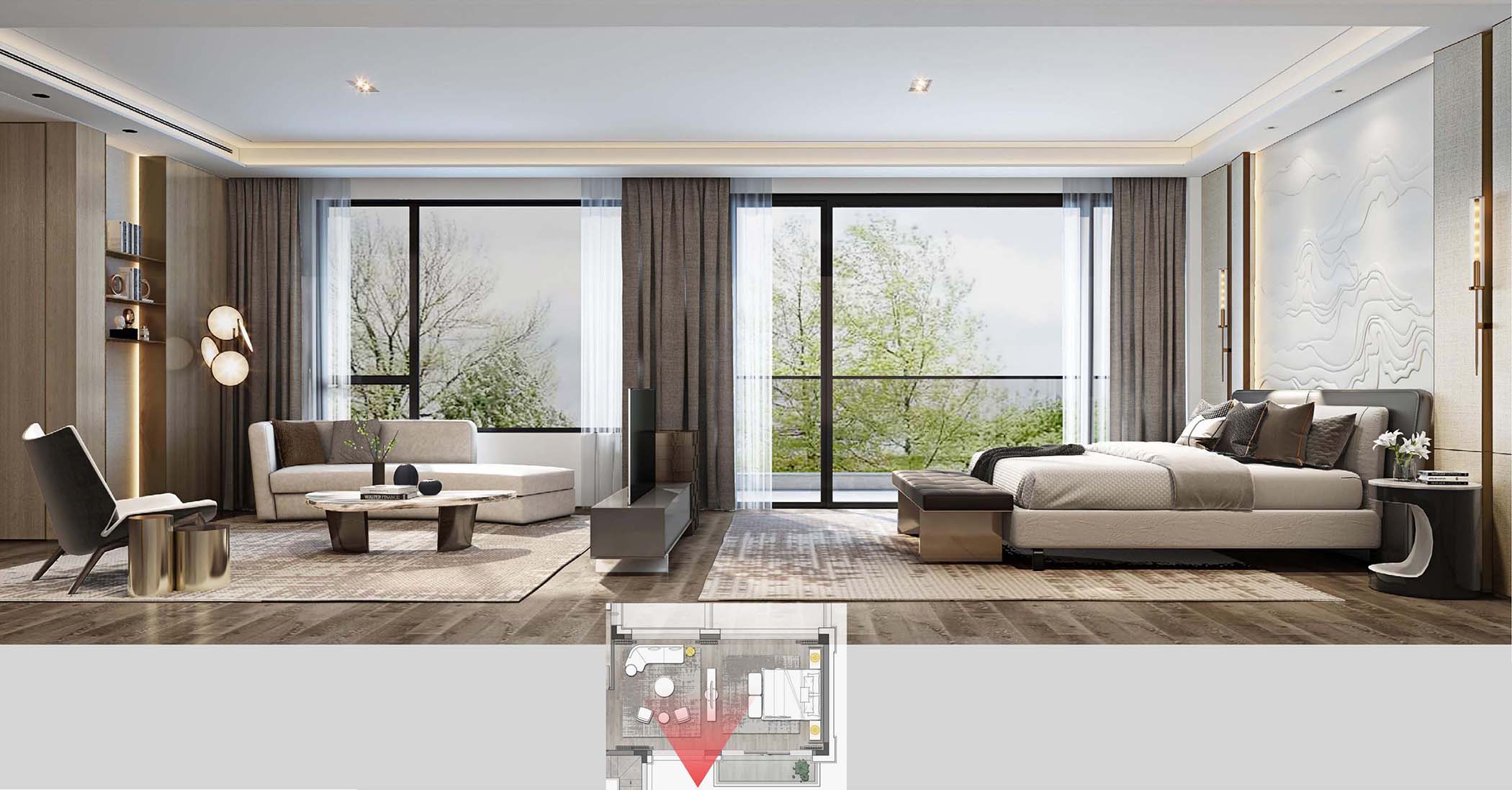 太平.某山莊A戶型新中式樣板間裝飾裝修工程(圖4) 00二層主臥.jpg