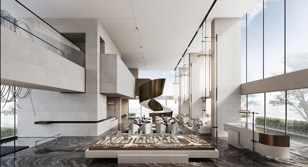 寧國·中梁翡翠天樾售樓部現(xiàn)代風格裝飾裝修工程(圖3)